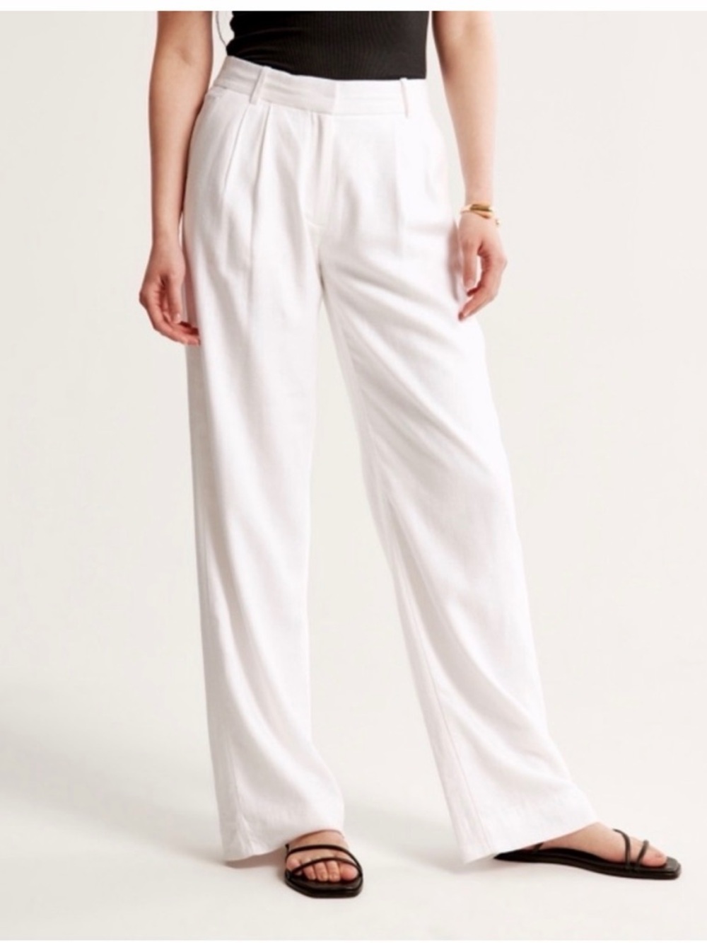 Abercrombie & Fitch White Wide-Leg Trousers